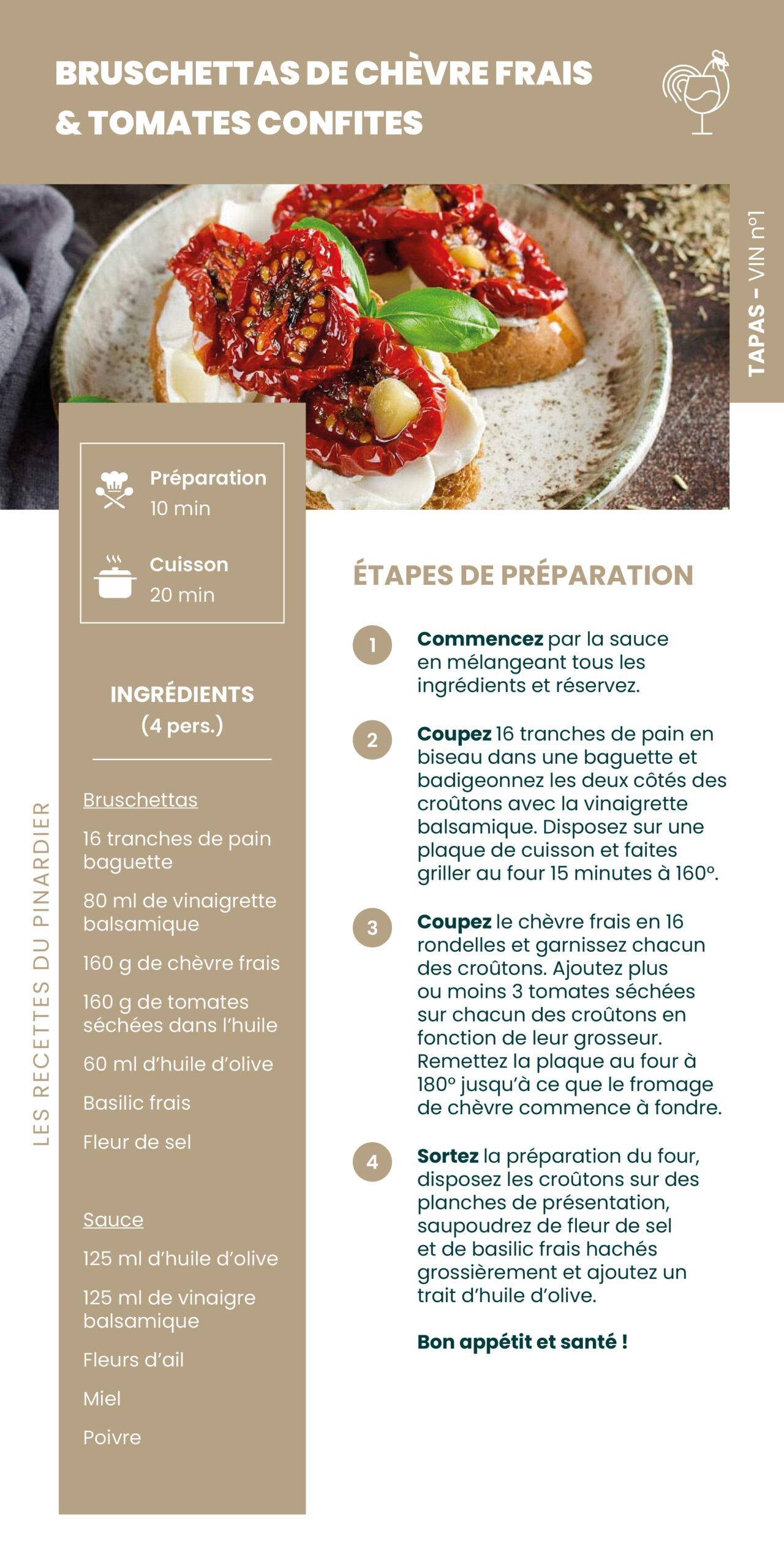 Recette - Brushetta de chèvre frais & tomates confites