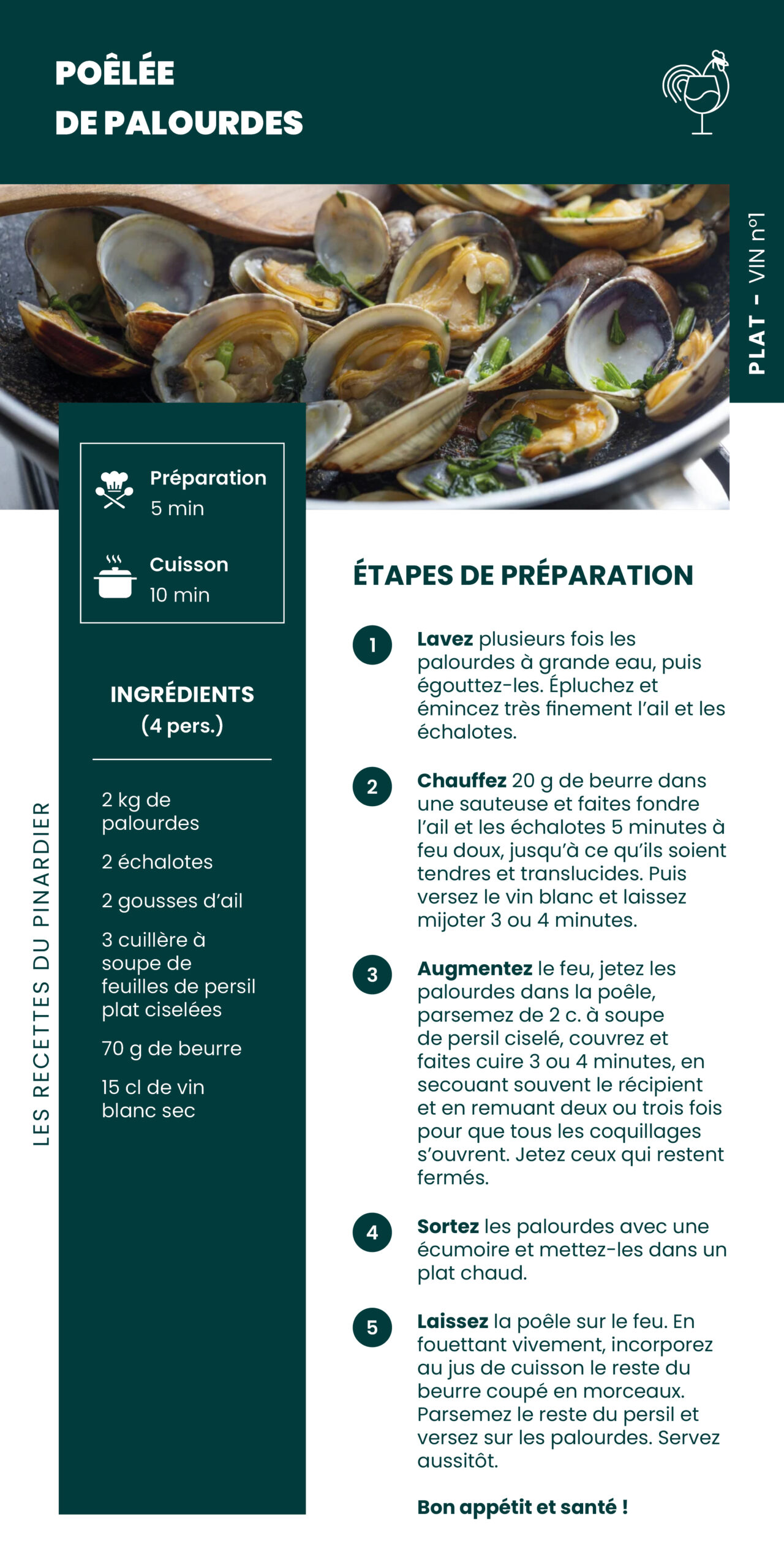 Fiche recette - Poêlée de palourdes